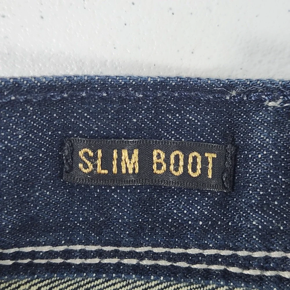 Helix‎ Mens Slim Bootcut Jeans Dark Wash Denim 36W 30L 100 Cotton 12413
